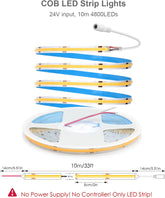 ALITOVE COB LED Strip Lights - Warm White 3000K, Bedroom Cabinet Indoor Decor - ALITOVE-Add Vivid Color to Life